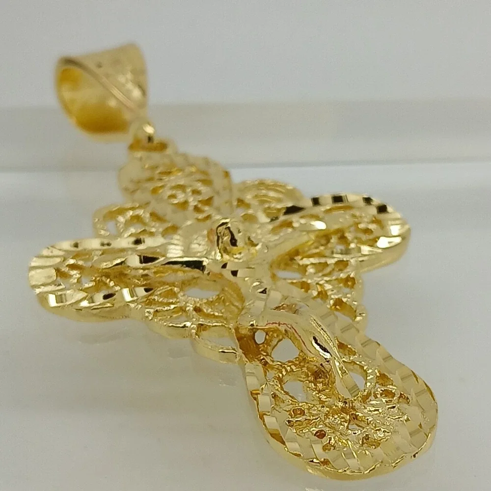 Karatbond Vintage Y2K Gold Filigree Large Crucifix Cross Pendant Made in USA NOS